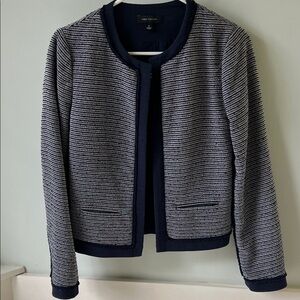 Ann Taylor Navy & White Textured Tweed Jacket – Size 0